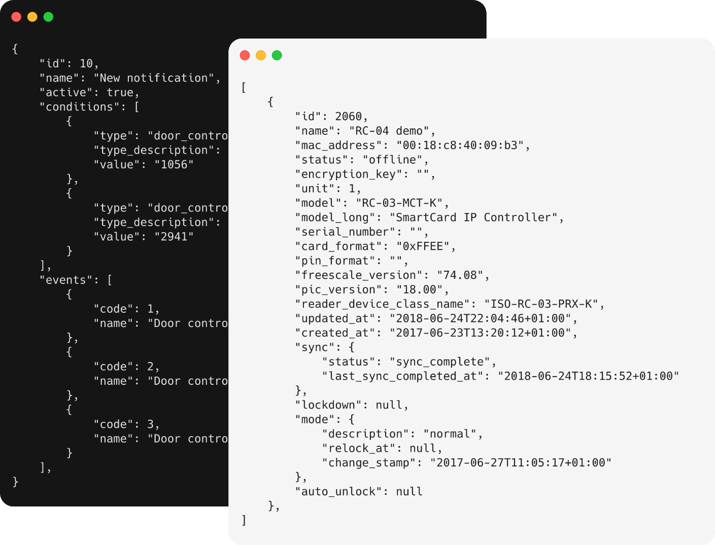 API JSON response example